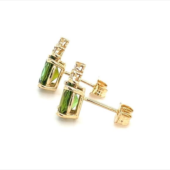Natural Tourmaline Diamond Earrings 14k Gold 1.87 TCW Certified $2,950 210759 - Picture 4 of 13